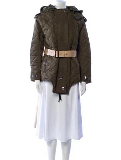 Pre-owned Burberry Plaid Print Parka In Green