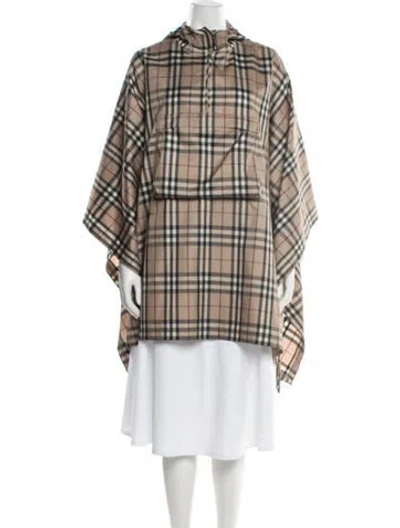 Pre-owned Burberry Plaid Print Poncho In Neutral