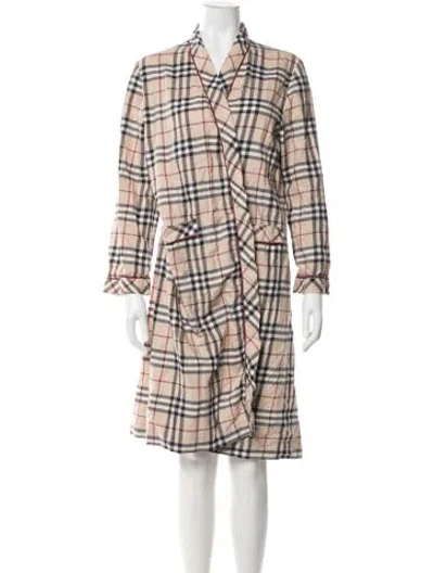 Pre-owned Burberry Plaid Print Robe In Neutral