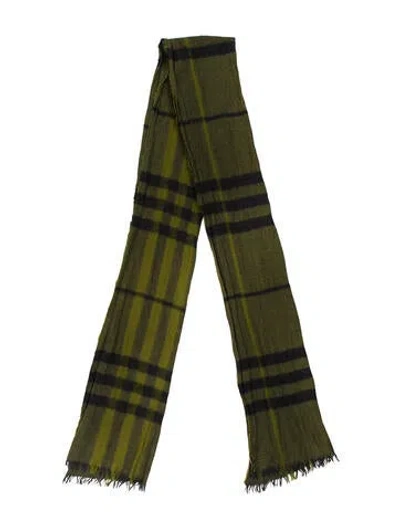 Pre-owned Burberry Plaid Print Scarf In Green