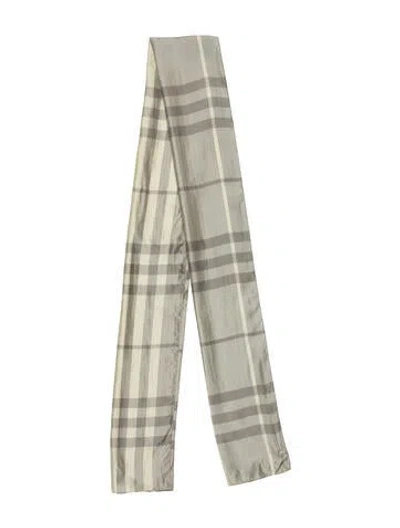 Pre-owned Burberry Plaid Print Scarf In Grey