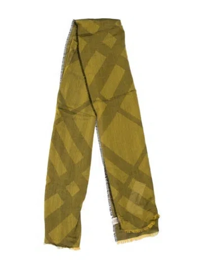 Pre-owned Burberry Plaid Print Scarf In Yellow