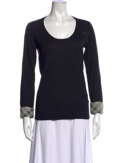 Pre-owned Burberry Plaid Print Scoop Neck Sweater In Black