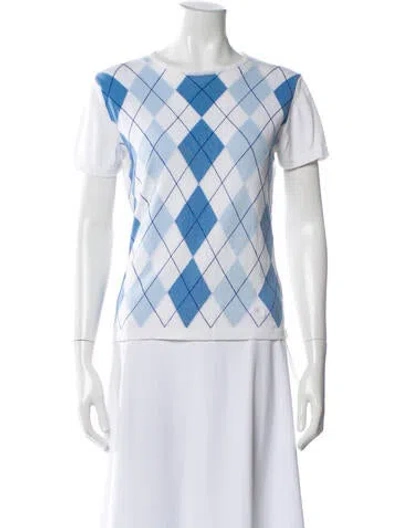 Pre-owned Burberry Plaid Print Scoop Neck Sweater In Blue
