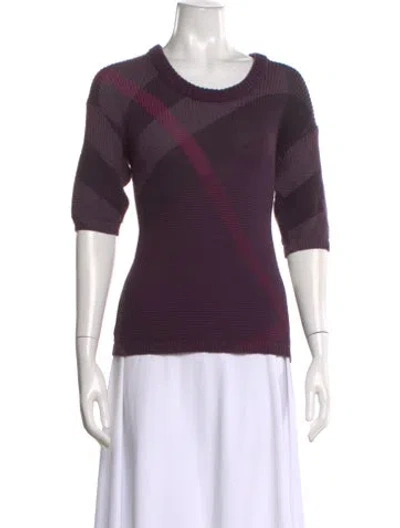 Pre-owned Burberry Plaid Print Scoop Neck Sweater In Purple