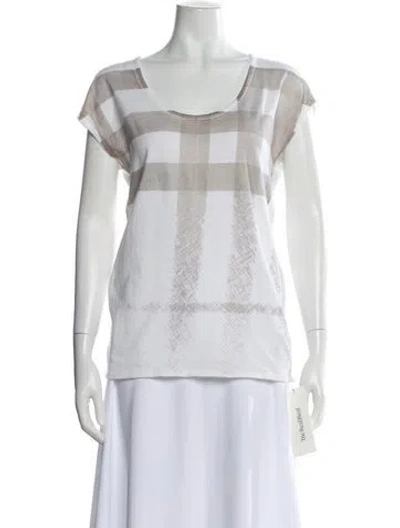 Pre-owned Burberry Plaid Print Scoop Neck T-shirt In Neutral