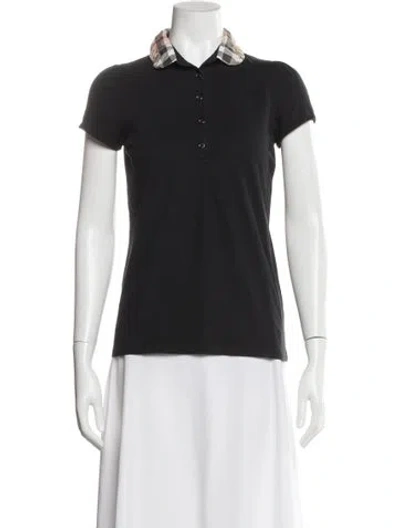 Pre-owned Burberry Plaid Print Short Sleeve Polo In Black