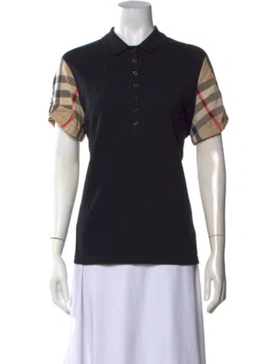 Pre-owned Burberry Plaid Print Short Sleeve Polo In Black