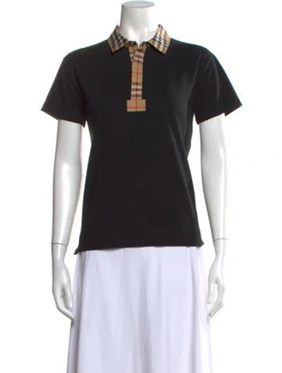 Pre-owned Burberry Plaid Print Short Sleeve Polo In Black