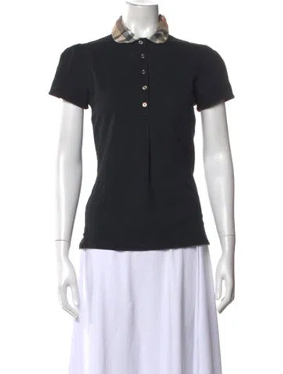 Pre-owned Burberry Plaid Print Short Sleeve Polo In Black