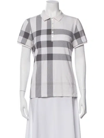 Pre-owned Burberry Plaid Print Short Sleeve Polo In Neutral