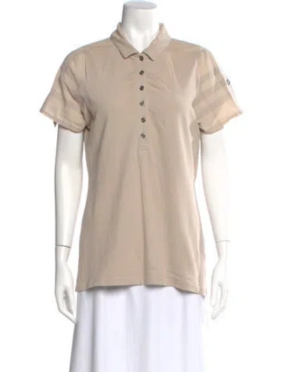 Pre-owned Burberry Plaid Print Short Sleeve Polo In Neutral