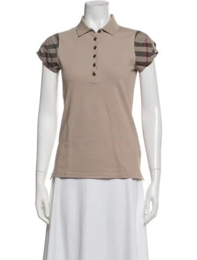 Pre-owned Burberry Plaid Print Short Sleeve Polo In Neutrals