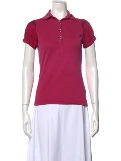 Pre-owned Burberry Plaid Print Short Sleeve Polo In Pink