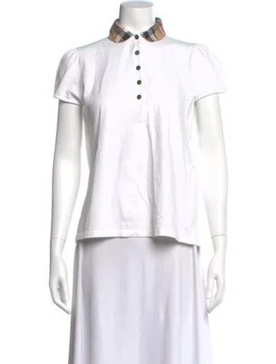 Pre-owned Burberry Plaid Print Short Sleeve Polo In White