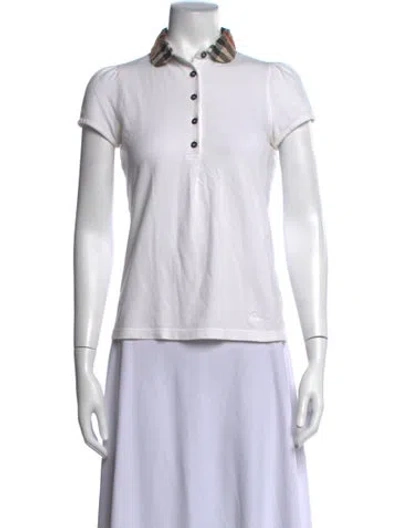 Pre-owned Burberry Plaid Print Short Sleeve Polo In White