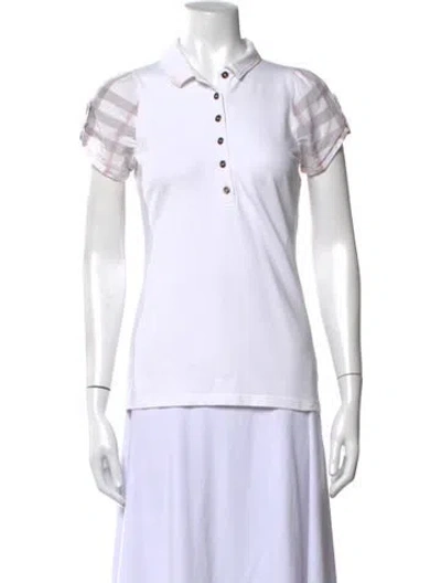 Pre-owned Burberry Plaid Print Short Sleeve Polo In White