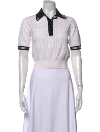 Pre-owned Burberry Plaid Print Short Sleeve Polo In White
