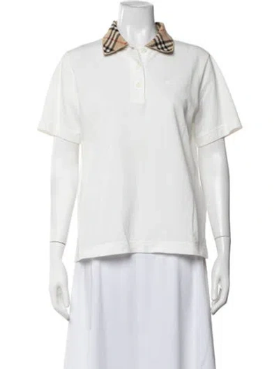 Pre-owned Burberry Plaid Print Short Sleeve Polo In White