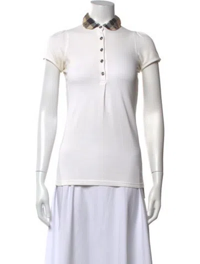 Pre-owned Burberry Plaid Print Short Sleeve Polo In White
