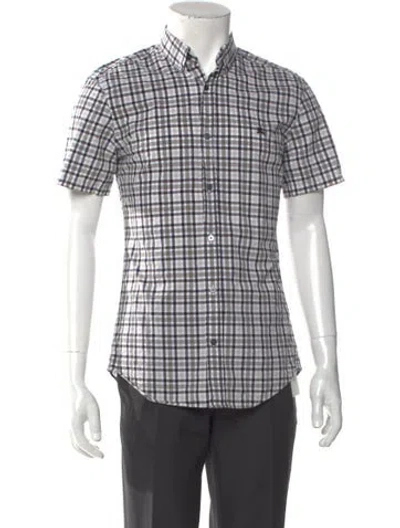 Pre-owned Burberry Plaid Print Short Sleeve Shirt In Blue