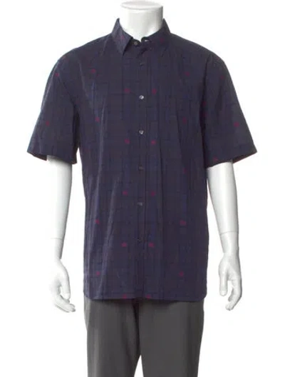 Pre-owned Burberry Plaid Print Short Sleeve Shirt In Blue