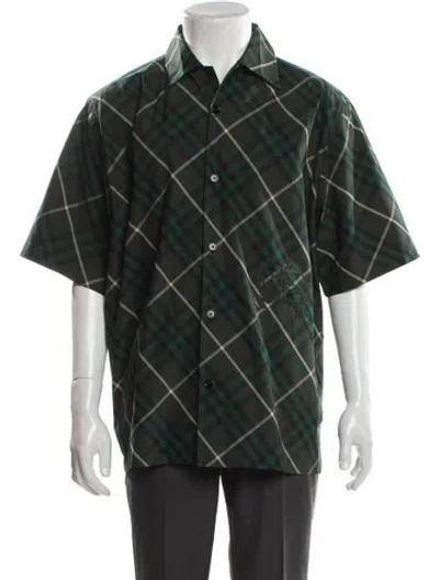 Pre-owned Burberry Plaid Print Short Sleeve Shirt In Green
