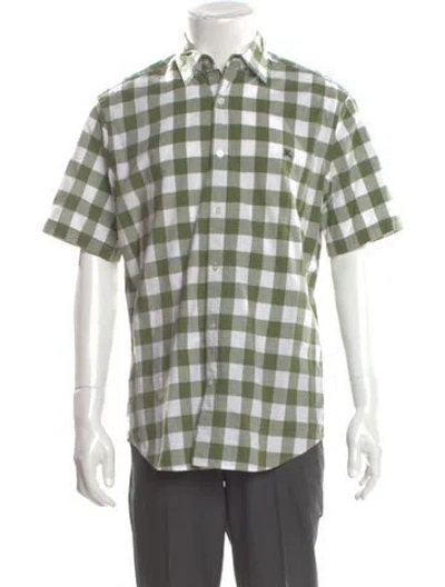 Pre-owned Burberry Plaid Print Short Sleeve Shirt In Green