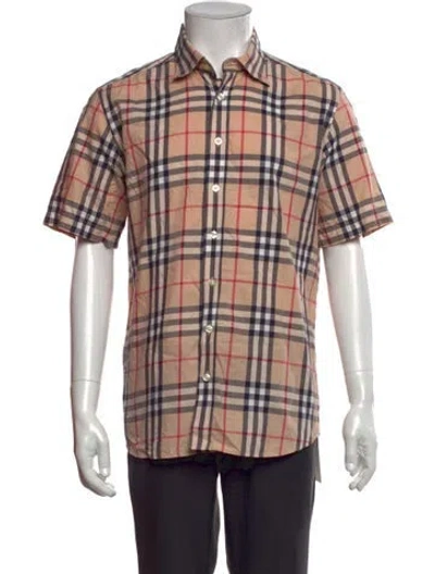 Pre-owned Burberry Plaid Print Short Sleeve Shirt In Neutral