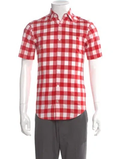Pre-owned Burberry Plaid Print Short Sleeve Shirt In Red