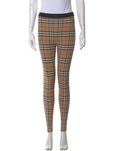 Pre-owned Burberry Plaid Print Skinny Leg Pants In Neutral