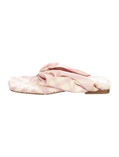 Pre-owned Burberry Plaid Print Slides In Pink