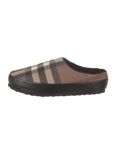 Pre-owned Burberry Plaid Print Slippers In Brown