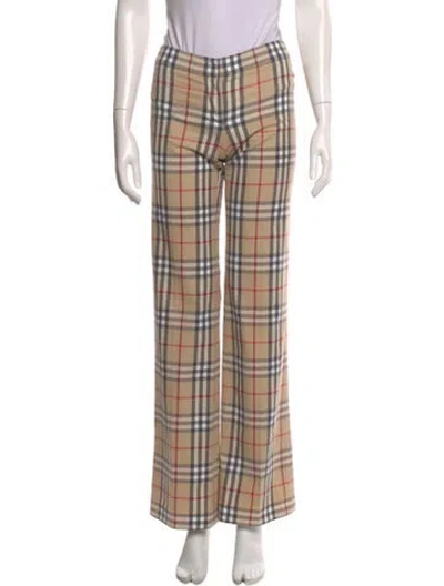 Pre-owned Burberry Plaid Print Straight Leg Pants In Neutral