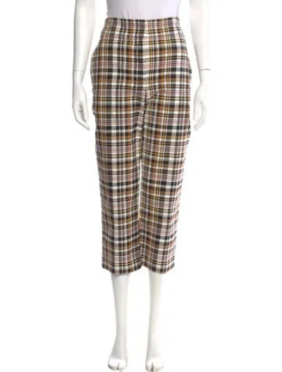 Pre-owned Burberry Plaid Print Straight Leg Pants In Neutral