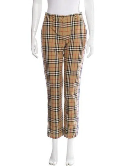 Pre-owned Burberry Plaid Print Straight Leg Pants In Neutral