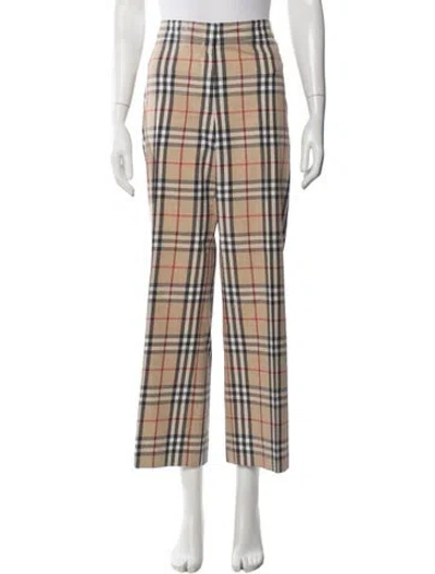 Pre-owned Burberry Plaid Print Straight Leg Pants In Neutral