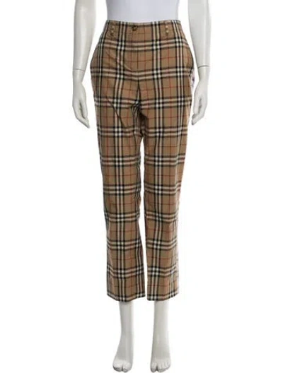 Pre-owned Burberry Plaid Print Straight Leg Pants In Neutrals