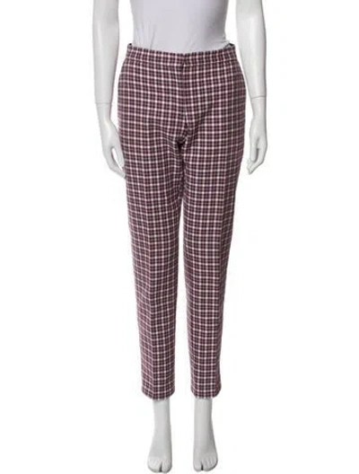 Pre-owned Burberry Plaid Print Straight Leg Pants In Purple