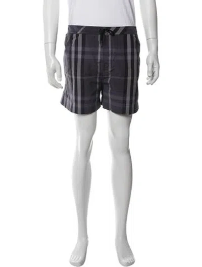 Pre-owned Burberry Plaid Print Swim Trunks In Blue