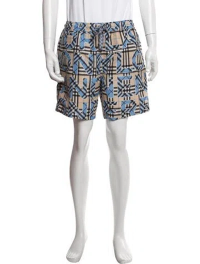 Pre-owned Burberry Plaid Print Swim Trunks In Blue