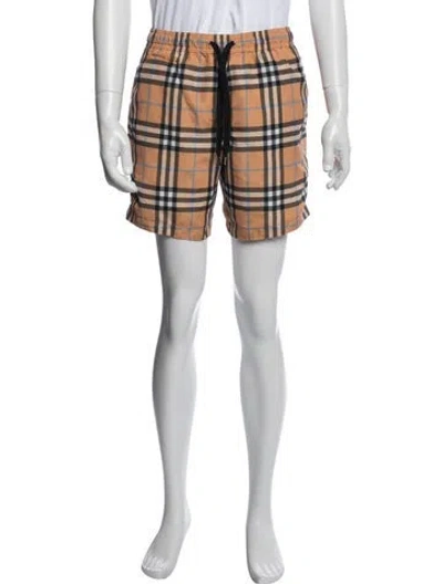 Pre-owned Burberry Plaid Print Swim Trunks In Neutrals