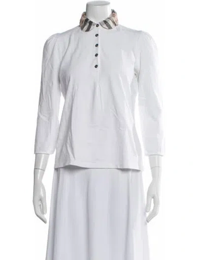 Pre-owned Burberry Plaid Print Three-quarter Sleeve Polo In Neutral