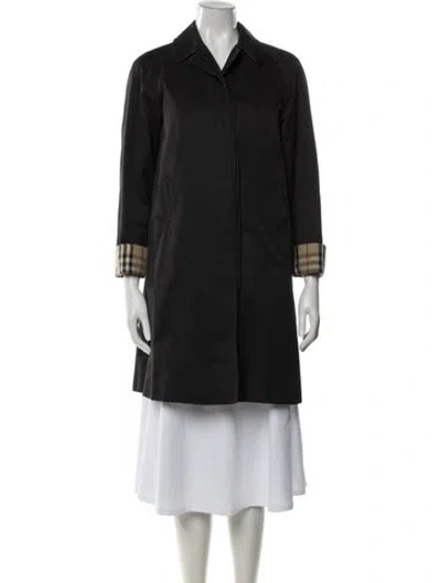 Pre-owned Burberry Plaid Print Trench Coat In Black