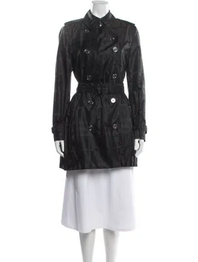 Pre-owned Burberry Plaid Print Trench Coat In Black