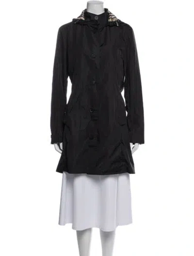 Pre-owned Burberry Plaid Print Trench Coat In Black