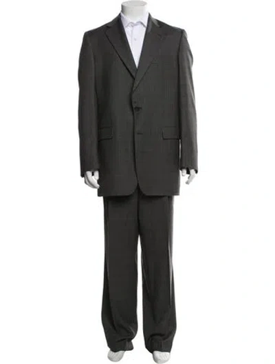 Pre-owned Burberry Plaid Print Two-piece Suit In Grey