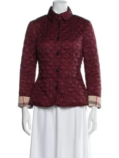 Pre-owned Burberry Plaid Print Utility Jacket In Burgundy