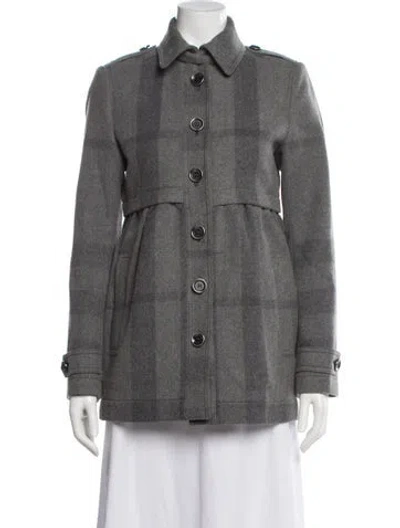 Pre-owned Burberry Plaid Print Utility Jacket In Gray
