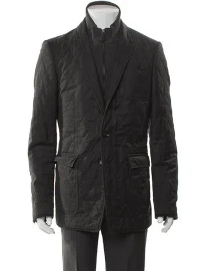 Pre-owned Burberry Plaid Print Utility Jacket In Gray
